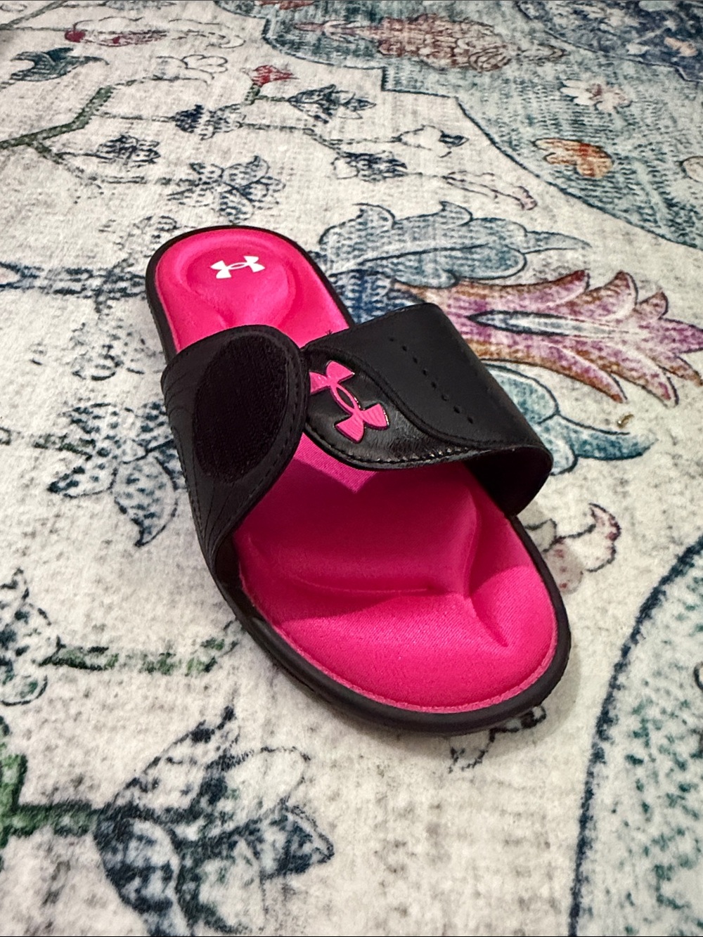 Under Armour Black and Hot Pink Slide Sandals - Picture 5 of 9